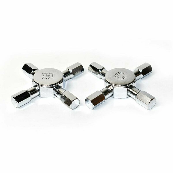 Thrifco Plumbing Cross-Arm Handle Set for Faucets, Hot & Cold, Chrome Plated 4401575